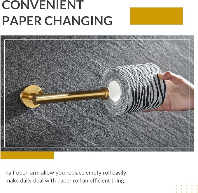 Toilet Paper Holder Brushed Dark Gold, APLusee SUS304 Stainless Steel Round TP Hanger, Modern Bathroom Lavatory Tissue Roll Storage
