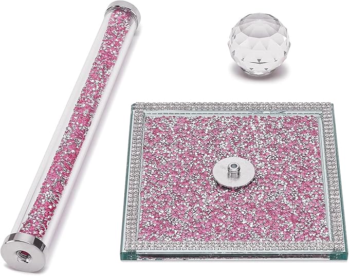 Crushed Diamond Paper Towel Holder Stand Crystal Paper Towel Holder Countertop Bling Kitchen Decor (Pink)