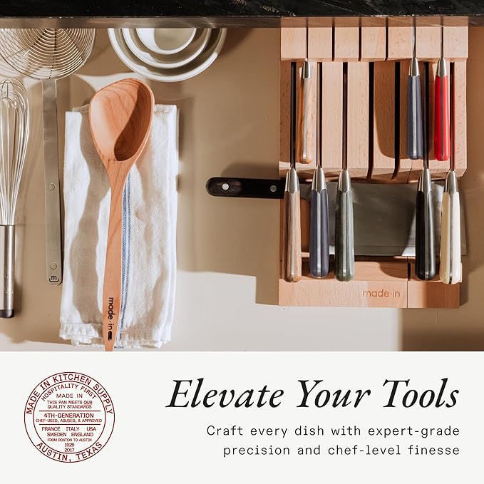 Made In Cookware - 9 Piece Knife Organizer - Italian Beechwood - Crafted in Italy