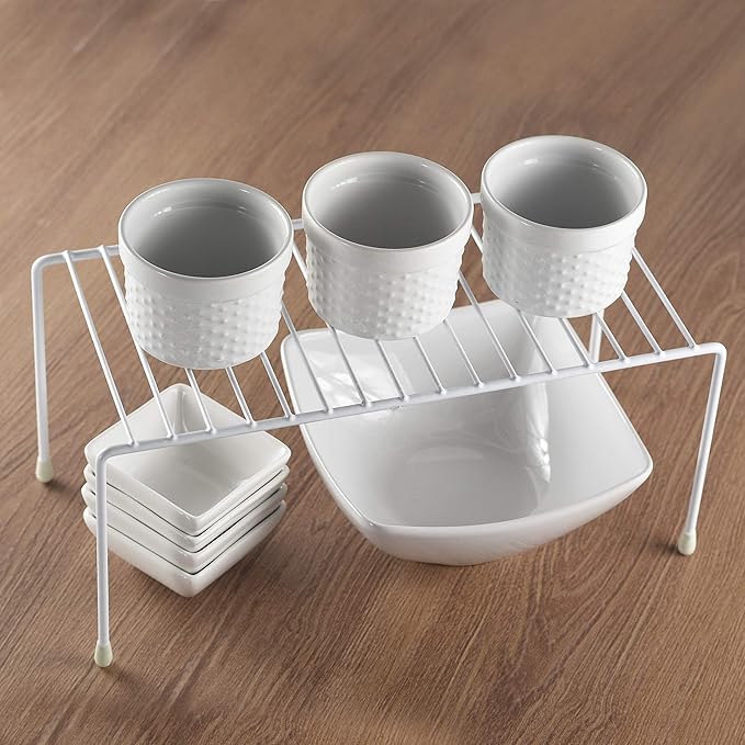 YBM HOME White Wire Cabinet Helper Shelf Organizer and Storage Rack Helper for Kitchen, Expandable Kitchen Counter and Cabinet Shelf (20, 11" L x 5" W x 5" H)