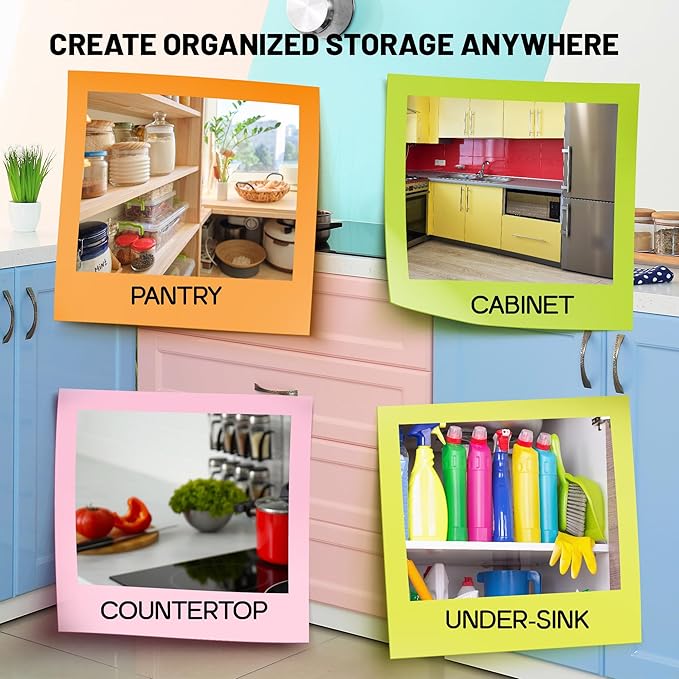 Handy Basket – Kitchen Discovery – Kitchen Pantry Organizers and Storage - Plastic Organizer Bins with Handles in Large Size for Chip Bags, Cake Mixes, Pasta, and Condiments