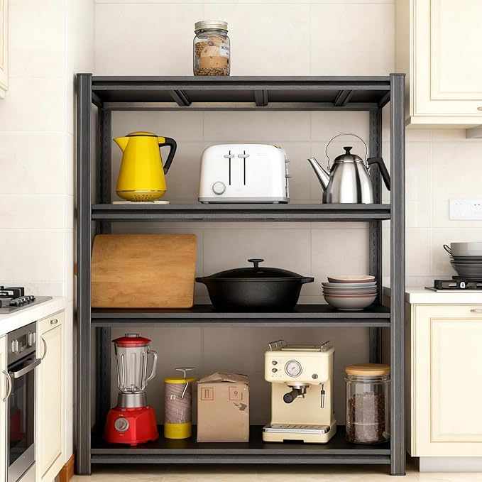 Kitchen Baker’s Rack, 4-Tier Metal Rack with Solid Shelves, Microwave Stand Storage Organizer for Kitchen or Dining Room – 39.4” W x 15.7” D x 54.3” H