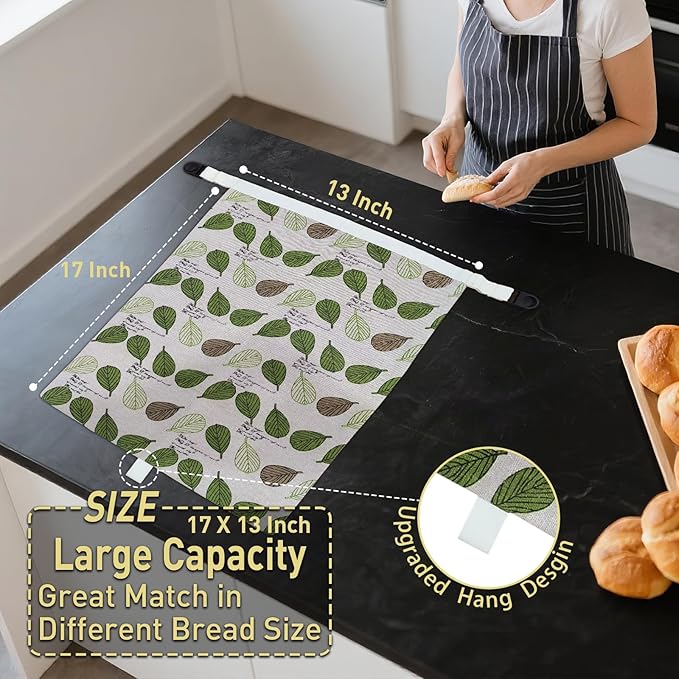 Sourdough Bread Bags for Homemade Bread Freezer & Refrigerator, 17" X 13" Moisture Lock and Freshness with Reusable Linen Materials Reusable Bread Bag Bread Boxes(2 Pack)