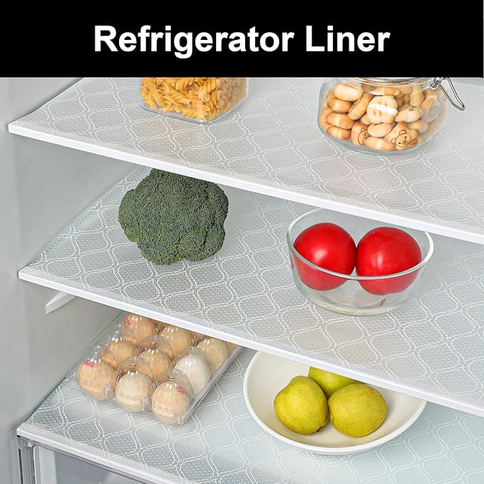 Cooyes Shelf Liner for Kitchen Cabinets Waterproof Kitchen Cupboard Liner Plastic Drawer Mats EVA Material Non Adhesive Fridge Mats for Shelves（17.5" W x 197" L）