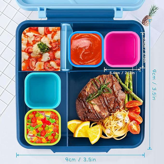 Ecurfu Silicone Dips Containers, 2x 4 oz Salad Dressing Container To Go, Condiment Container with Lids, Compatible with Most Bento Lunch Box (Pink/Cyan)