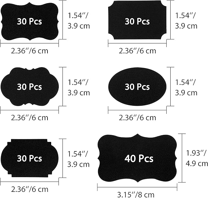 Wisdompro Chalkboard Labels, 190 Pcs Waterproof, Reusable & Removable Blackboard Stickers for Storage Bins, Food Container, Mason Jars, Bottles - 2 Sizes