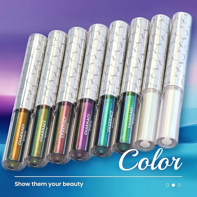 Chameleon Glitter Liquid Eyeliner, Highly Pigmented Intense Color Shifting, Waterproof Eyeliner Metallic Multi-Reflective Finish, Longwearing, Smudge-proof, Ultra-Fine Tip, PINK GOLD GREEN 902