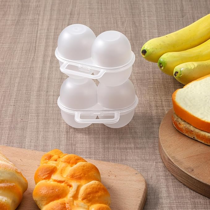 2 Pack 2 Slot Hard Boiled Egg Holder, Portable Camping Egg Container Clear Plastic Eggs Storage Box Lightweight Eggs Carrier Storage Box for Home Kitchen Fridge Picnic Outdoors Carrying