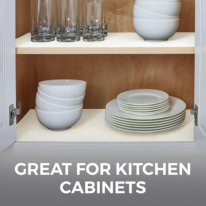 HOME GENIE Shelf Drawer and Cabinet Liner, Durable with Strong Grip, 12 in x 20 FT, Non Adhesive Liners Protect Kitchen Cabinets and Cupboard, Pantry, Bathroom Drawers and Shelves, Desks, White
