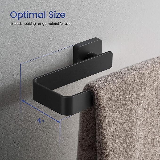 KIBI Blaze 2-Piece Bathroom Hardware Set – Towel Bar and Toilet Paper Holder, Wall Mounted Bathroom Accessory Set, Rust-Resistant Solid Brass, Modern Square Design (Matte Black, KBA16-2-1)