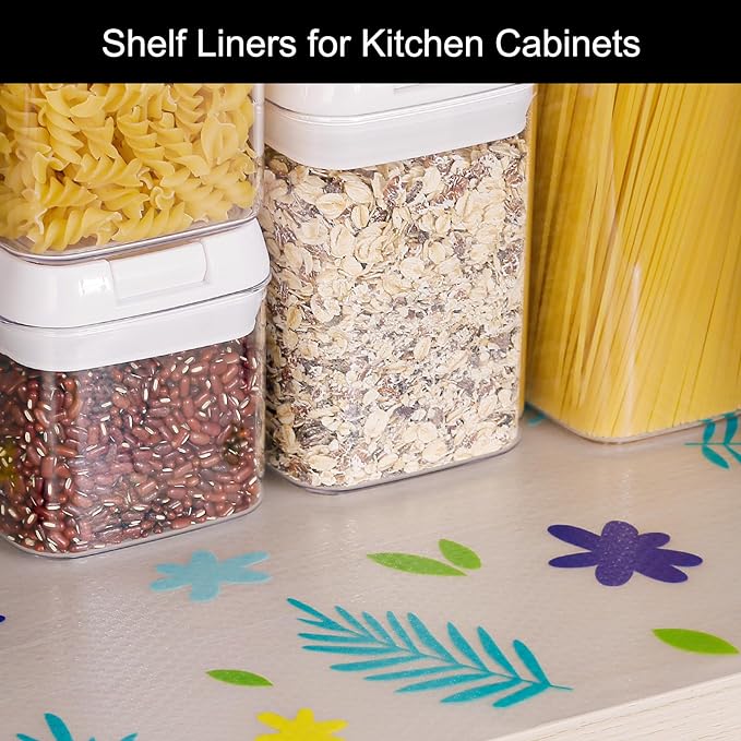 Cooyes Shelf Liner – Premium Non-Adhesive Cabinet & Drawer Liner for Kitchen – Waterproof Shelf Paper with Modern Pattern – Durable EVA Cabinet Mat – Easy to Cut （12" W x 120" L）