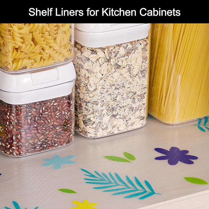 Cooyes Shelf Liner – Premium Non-Adhesive Cabinet & Drawer Liner for Kitchen – Waterproof Shelf Paper with Modern Pattern – Durable EVA Cabinet Mat – Easy to Cut （24" W x 240" L）