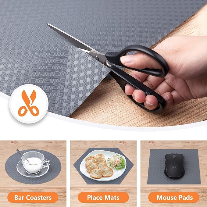 StaHom Shelf Liners for Kitchen Cabinets Refrigerator Liners Waterproof Kitchen Cupboard Liner Durable Plastic Drawer Mats EVA Material Non Adhesive Fridge Liner for Shelves - Gray 17.5 x 78.7 Inches