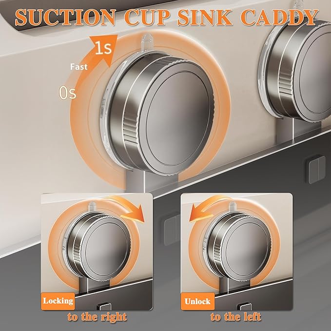vorona Sponge Holder for Kitchen Sink with Suction Cup, Rustproof Stainless Steel Sink Caddy with Removable Drain Pan for Kitchen Countertop Accessories & Storage
