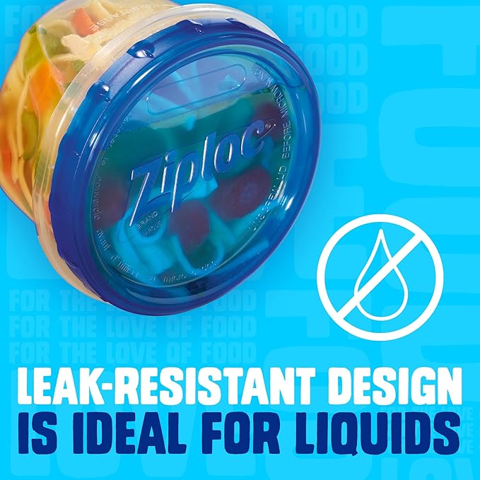 Ziploc Brand Twist n Loc Food Storage Containers, Leak Resistant Design, Small Round, 9 count