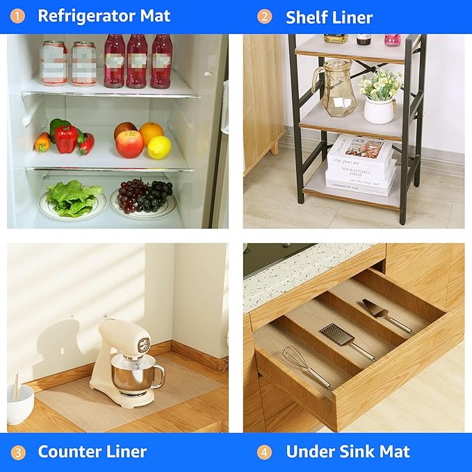 Clear Shelf Liners for Kitchen Cabinets: 23.8" W x 288" L Waterproof Under Sink Mat - Non-Adhesive Non Slip Translucent Large Cupboard Drawer Liner for Pantry Shelves