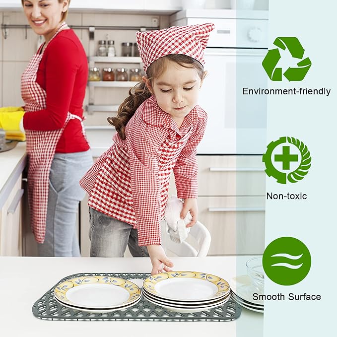 SAMSIER Sink Protectors for Bottom of Kitchen Sink 13x11 &16x12 &19x14 &21x16 &22x13 &24x13 &28x14 &30x16, Large Farmhouse Silicone Mats Grid (26”x14”, Rear Drain)