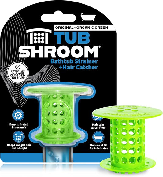 TubShroom Tub Drain Hair Catcher Strainer, Green – Drain Protector and Hair Catcher for Bathroom Drains, Fits 1.5” – 1.75” Bathtub and Shower Tub Drains