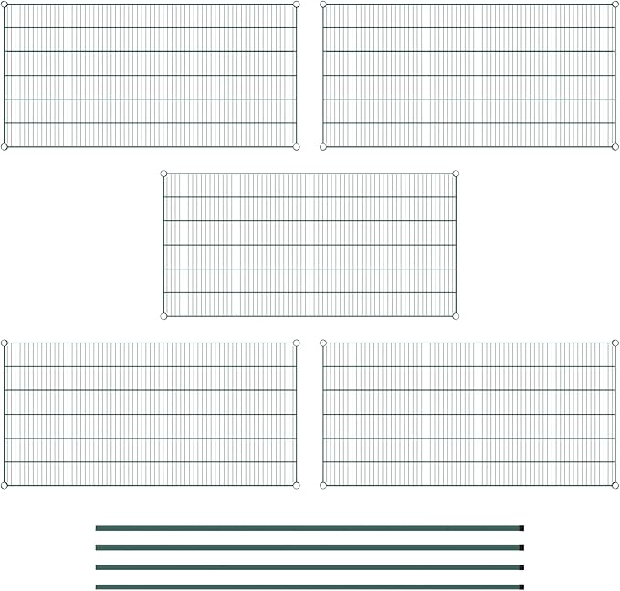 Commercial NSF Listed Green Epoxy Stationary Wire Shelving Kit 30" x 60" x 86", with 5 Shelves Perfect for Warehouse, Walk-in Refrigerator, Freezer, Grocery Store, Restaurant, Dishroom