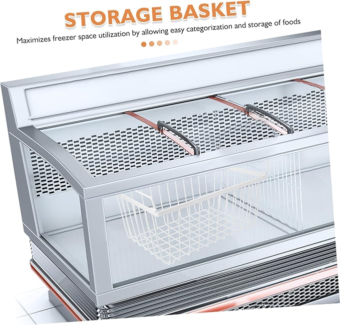HOMSFOU Deep Freezer Wire Storage Basket Metal Refrigerator Organizer Bin Handles Vertical Sides