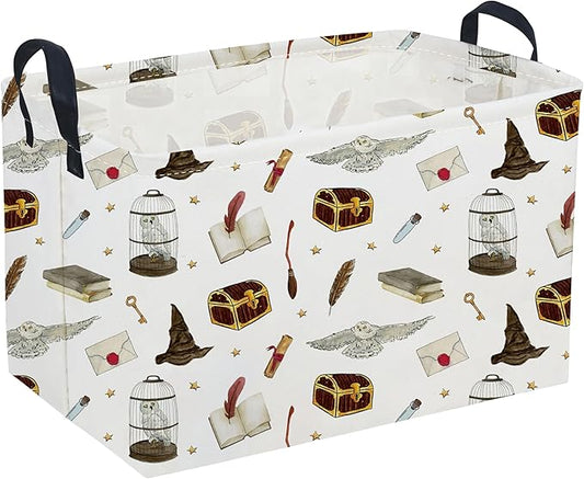 Sanjiaofeng Rectangular Kids Basket Magic Storage Bins,Ctue Storage Basket with Handles.Clothers,Books,Kid's Gifts Bins. (Magic)