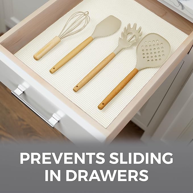HOME GENIE Shelf Drawer and Cabinet Liner, Durable with Strong Grip, 12 in x 20 FT, Non Adhesive Liners Protect Kitchen Cabinets and Cupboard, Pantry, Bathroom Drawers and Shelves, Desks, White