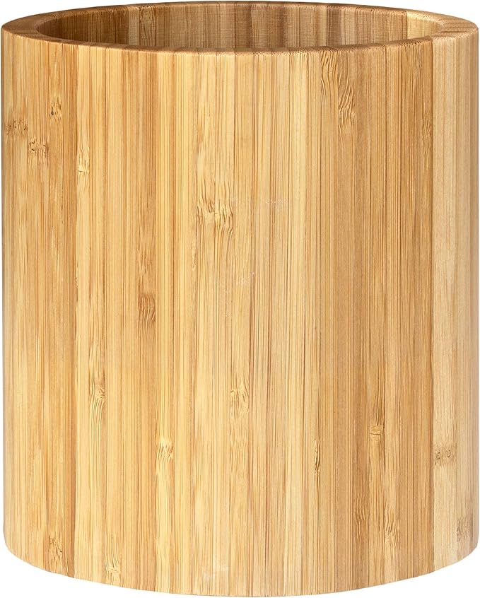 Totally Bamboo Oval Shaped Bamboo Kitchen Utensil Holder, 6" x 4" x 7"