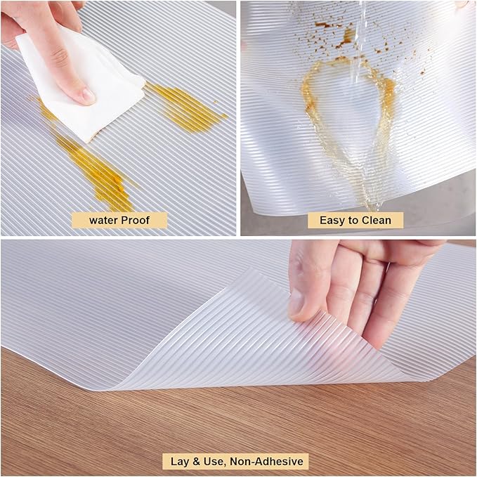 Shelf Liner, 11.8 Inches x 10 FEET Non-Slip Kitchen Cabinet Liner, Washable Oil-Proof Non-Adhesive Contact Paper for Kitchen Drawer, Cabinet, Shelves, Refrigerator, Storage, Desks, coutertops