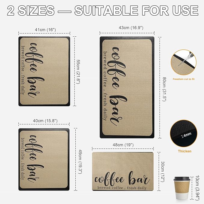 Dish Drying Mat & Coffee Mat for Kitchen Counter, Absorbent Microfiber Waterproof Mat with Non-Slip Backing, Multi-Size Multi-Color Options, Sink and Coffee Bar Accessories