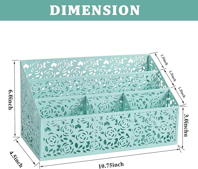 Modern Countertop Organizer, Desk Accessories - Organizer for Bills, Letters, Papers - Mail Sorter, Pencil Holder (Blue)