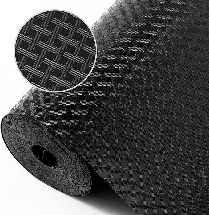 StaHom Shelf Liners for Kitchen Cabinets Refrigerator Liners Waterproof & Oil-Proof Kitchen Cupboard Liner Non-Slip Drawer Mats EVA Non Adhesive Fridge Liner for Shelves - Black 17.5 x 78.7 Inch