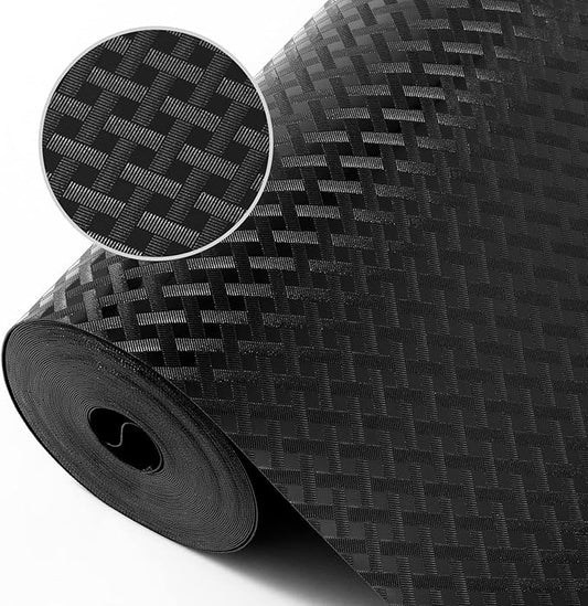 StaHom Shelf Liners for Kitchen Cabinets Refrigerator Liners Waterproof & Oil-Proof Kitchen Cupboard Liner Non-Slip Drawer Mats EVA Non Adhesive Fridge Liner for Shelves - Black 17.5 x 78.7 Inch