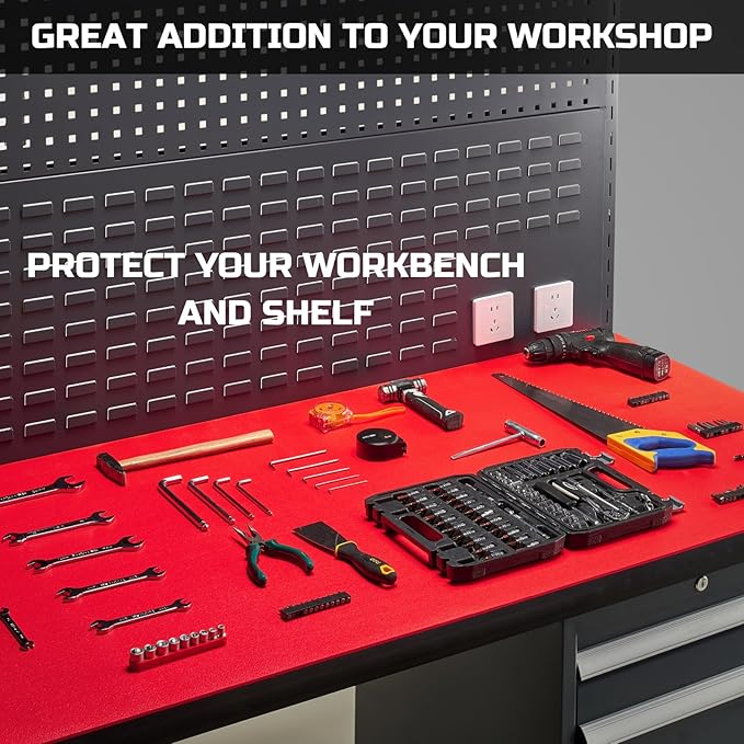 ONREVA Tool Box Liner 30 inch Wide x 22 Ft Large, Toolbox Drawer Liners, Heavy Duty Shelf Rubber Mat, Non Slip Pad Organizer for Rolling Tool Chest Drawers, Cabinet, Workbench, Red