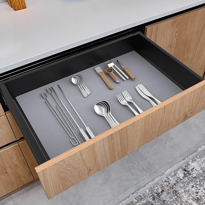 Shelf Liners for Kitchen Cabinet Refrigerator Liners Waterproof Kitchen Cupboard Liner Drawer Mats EVA Material Non Adhesive Fridge Mats for Shelves Clear 17.5 x 157.4 Inches
