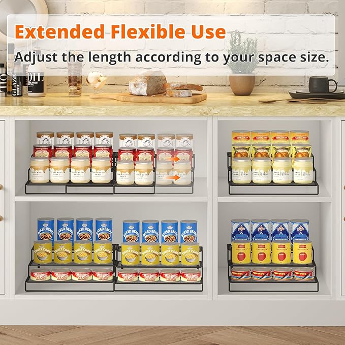 Expandable Can Organizer for Pantry,3-Tier Adjustable Can Organizers and Storage Holds Up to 24 Cans,Can Storage Rack for Pantry,Kitchen,Cabinet