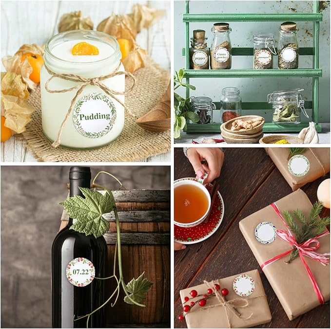 600 Pcs 2" Floral Gift Label Tags Stickers, Canning Labels for Jar Flower Stickers for Jars Lids Spice Labels Bottle Label with 3 Pattern Designs