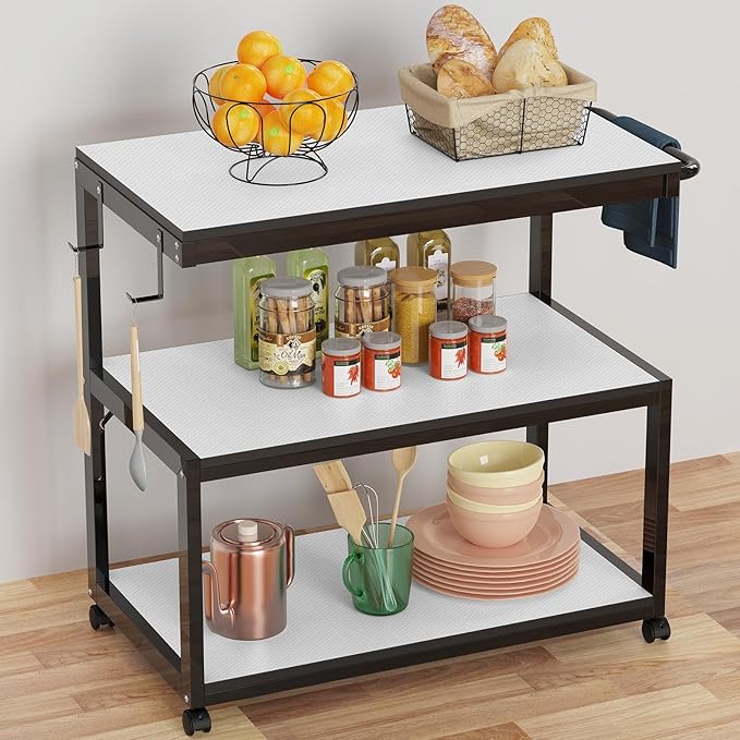 White Shelf Liners for Kitchen Cabinets Non Adhesive Drawer Liner for Bathroom Waterproof Refrigerator Liners for Shelves Fridge Plastic Mats Cabinet Cupboard Liner 17.5 x 393.7 Inches