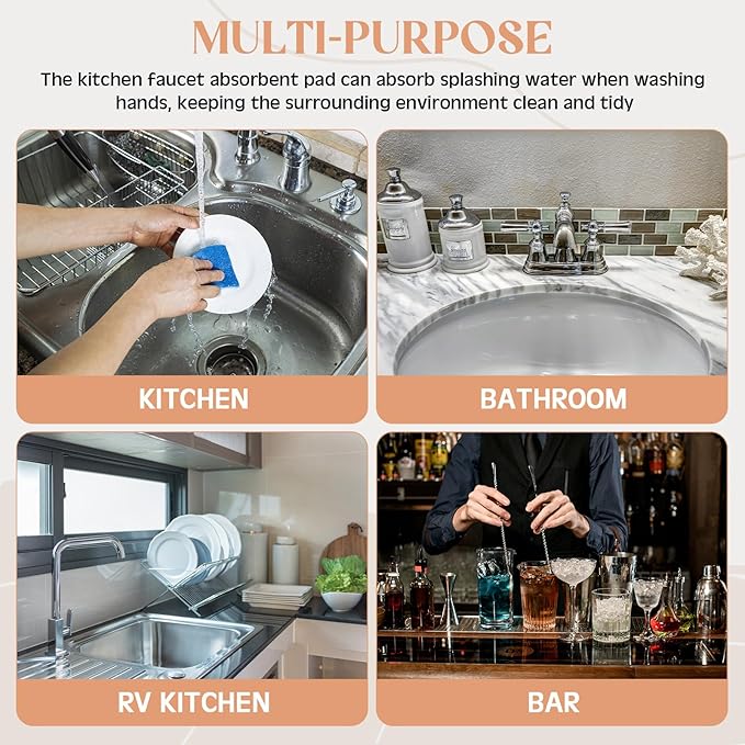 Teenyyou an Oval Hole Gray Faucet Mat for Kitchen Sink 17.32" x 4.6" Kitchen Faucet Absorbent Mat Diatomite Splash Guard for Sink Quick Drying Stone Drip Catcher for Bathroom Counter