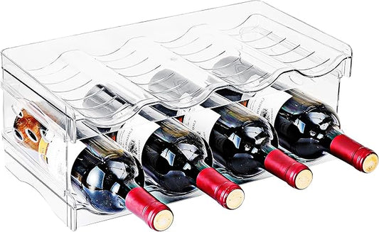 Baosia Stackable Wine Rack,Wine Bottle Holder for Inside Cabinet,for Pantry,Refrigerator,Countertop Organization-2 Tiers for 8 Bottles