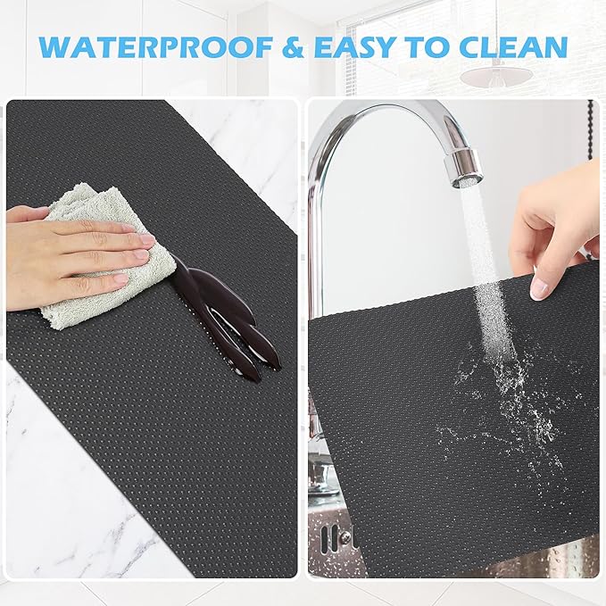 MooiFun Drawer Liners, Waterproof Shelf Liner, Anti-Slip Non-Adhesive BPA Free Kitchen Cupboard Cabinet Liner Refridge Fridge Mats Sink Protector Strong Durable for Home (Grey/11.8in x 10Ft)