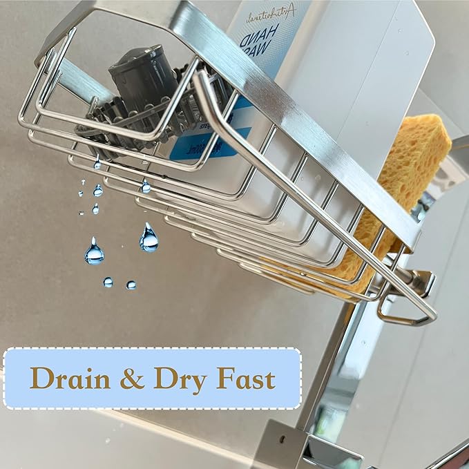 Sink Sponge Holder, Soap Holder Shower, Sink Drying Rack, Soap Container, Bathroom Organizers, Sponge Caddy, Kitchen Organization and Storage, Kitchen Rack, Bathtub Organizer (ROUND LEFT)