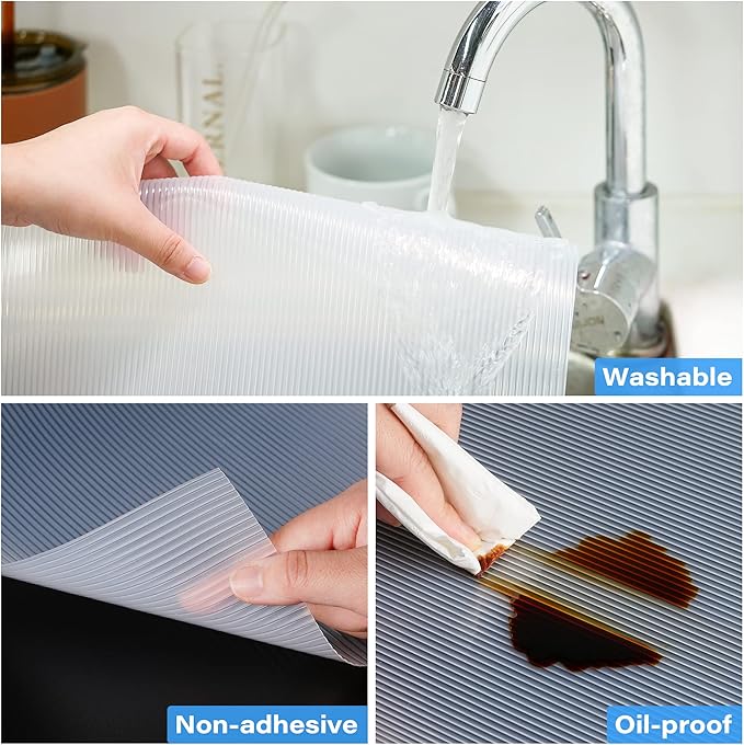 ForeSky Shelf Liner, Non-Adhesive Drawer Liner, Food-Grade Material for Kitchen Cabinets, Fridge, Pantry - Non-Slip Cupboard and Bathroom Shelves Liner