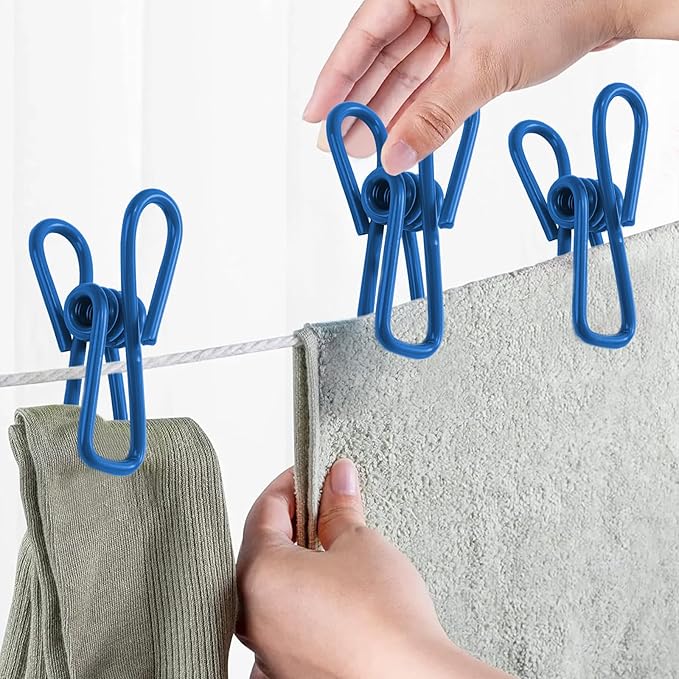 Multipurpose Metal Bag Clips - 2 Inch Colorful Sealer for Sealing Food, Paper Holder, Clothesline Clip for Laundry Hanging, Kitchen Bags (Blue, 10PCS)