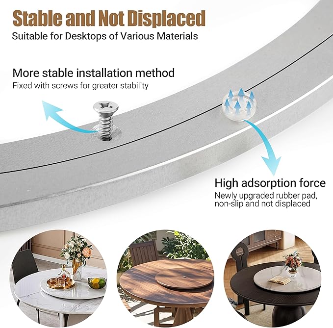 20 Inch Lazy Susan Bearing Heavy-Duty Aluminium Alloy Turntable Bearing, Mute Turntable Ball Bearing, Lazy Susan Rotating Turntable Bearing for Dining and DIY Dotating Furniture(Capacity up to 440lb)