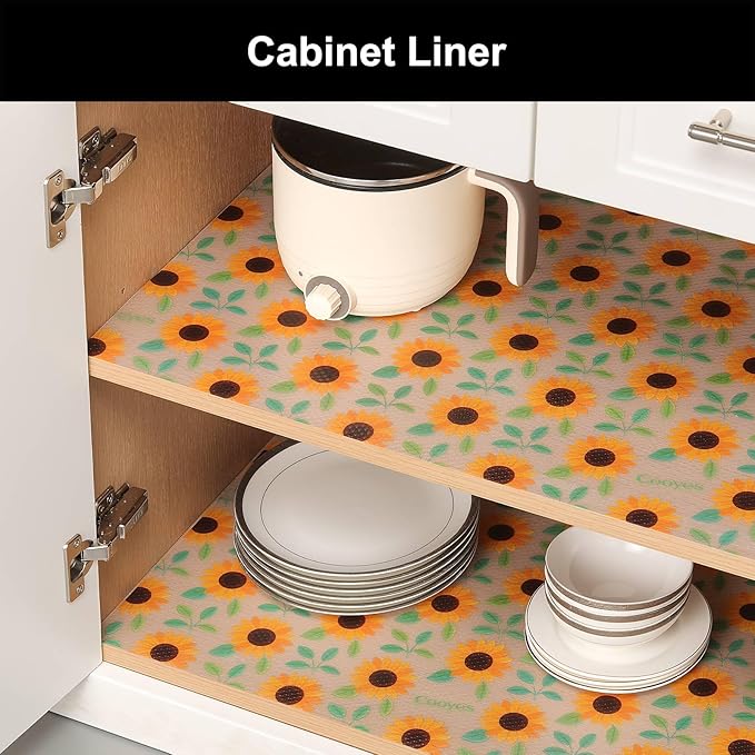 Cooyes Shelf Liner – Premium Non-Adhesive Cabinet & Drawer Liner for Kitchen – Waterproof Shelf Paper with Modern Pattern – Durable EVA Cabinet Mat – Easy to Cut （17.5" W x 360" L）