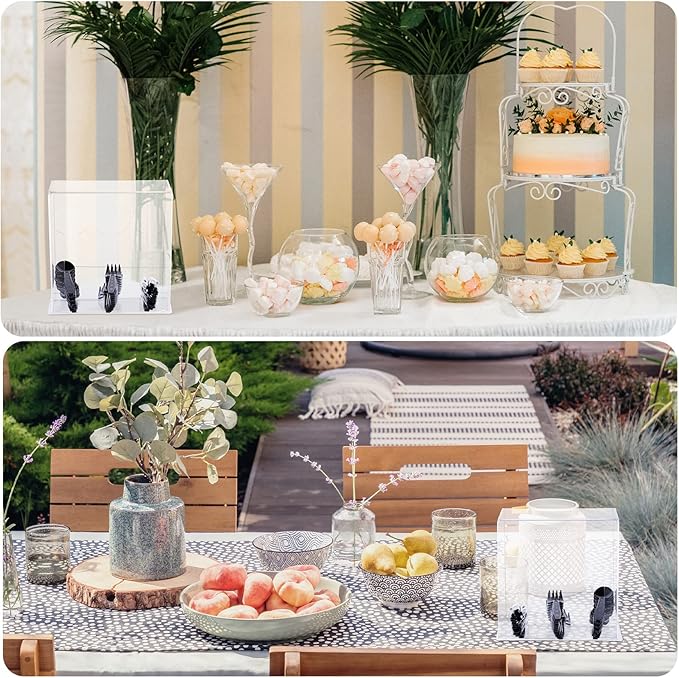 Vesici Plastic Utensil Dispenser Acrylic Utensil Dispenser Silverware Organizer Holder for Kitchen and Restaurant(3 Compartment,Clear)