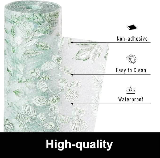 Cooyes Shelf Liner Drawer Liners, Shelf Liners for Kitchen Cabinets, Non Adhesive Cabinet Liner, EVA Waterproof Non-Slip Refrigerator Liners for Kitchen, Drawer（17.5" W x 360" L）