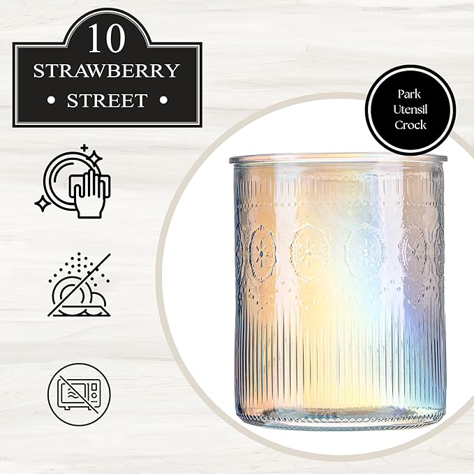 10 Strawberry Street Park Glass Utensil Crock, Luster