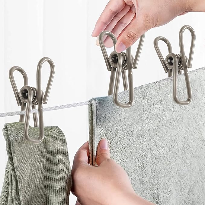 Multipurpose Metal Bag Clips - 2 Inch Colorful Sealer for Sealing Food, Paper Holder, Clothesline Clip for Laundry Hanging, Kitchen Bags (Gray, 10PCS)