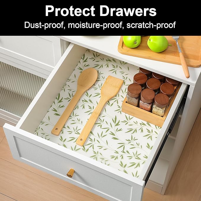 Cooyes Shelf Liners for Kitchen Cabinets Refrigerator Liners Waterproof & Oil-Proof Kitchen Cupboard Liner Drawer Mats EVA Material Non Adhesive Fridge Liner for Shelves（23.6" W x 236" L）